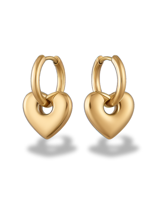 Silver Heart Earrings (Stainless Steel, 18K Gold)