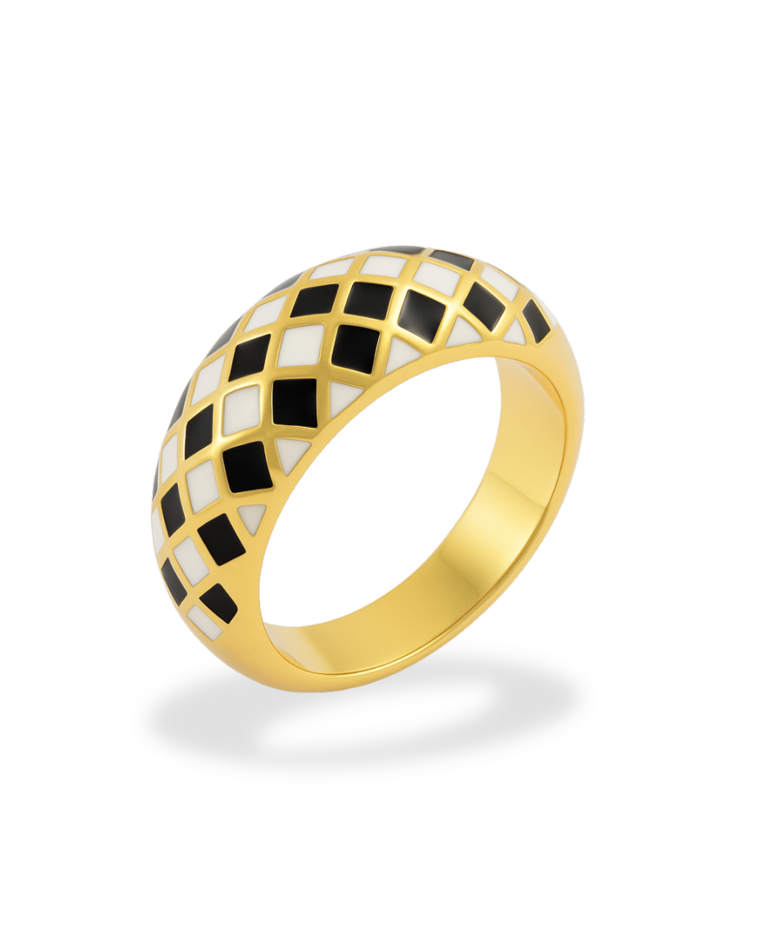 Bold Checker Ring (18K Gold Plated Stainless Steel)