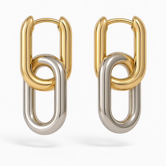 Clip Gold Earrings (18K Gold Plated, Stainless Steel)