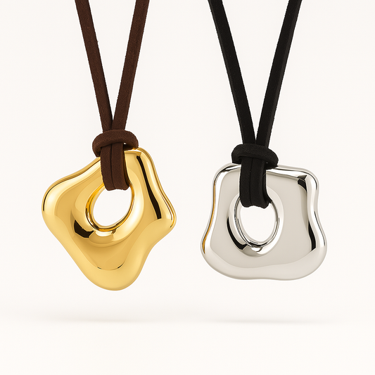Forma Silver or Gold Necklace (Stainless Steel & Suede Cord)