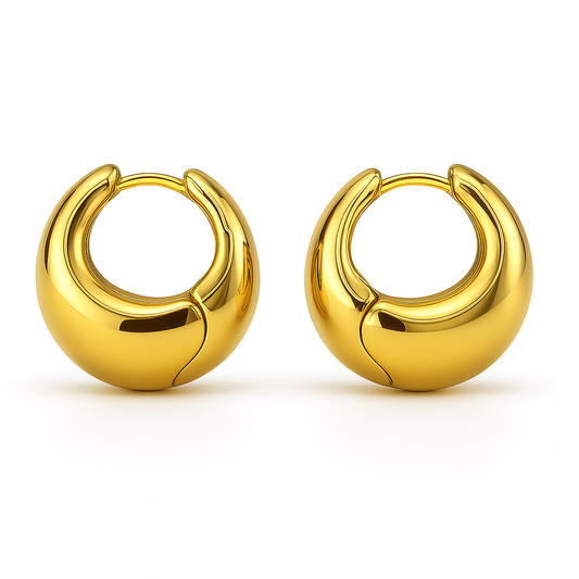 Oval Silver Hoop Earrings (18k Gold Plated, Stainless Steel)