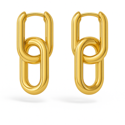 Clip Silver Earrings (18K Gold Plated, Stainless Steel)