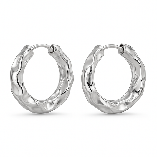 Gold Textured Small Hoops (925 Sterling Silver)