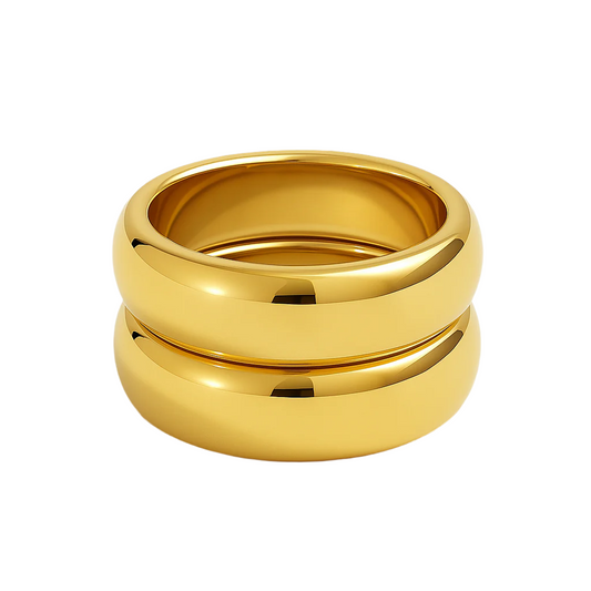 Double Trouble Ring Silver (18K Gold Plated, Stainless Steel)