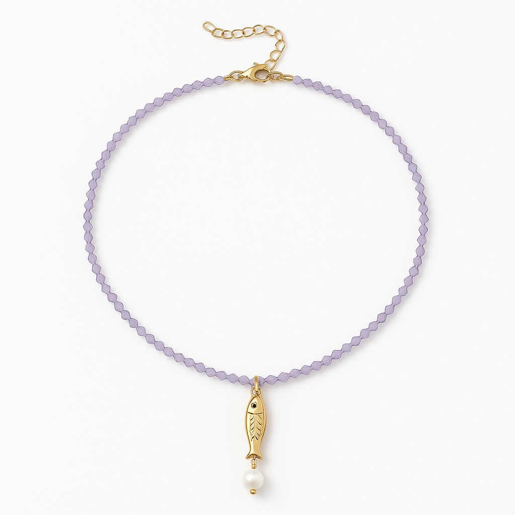 Fish with small Pearl (18k Gold Plated, Stainless Steel)