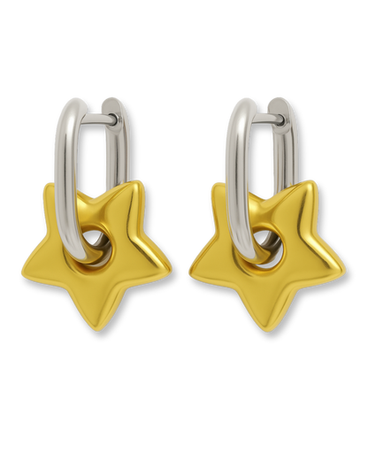 Duo Gold & Silver Starry Earrings (Stainless Steel)