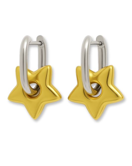 Duo Gold & Silver Starry Earrings (Stainless Steel)