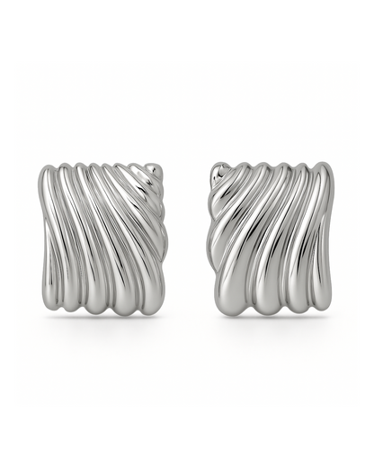 Ribbed Gold Vintage Style Earrings (18K Gold Plated, Stainless Steel)