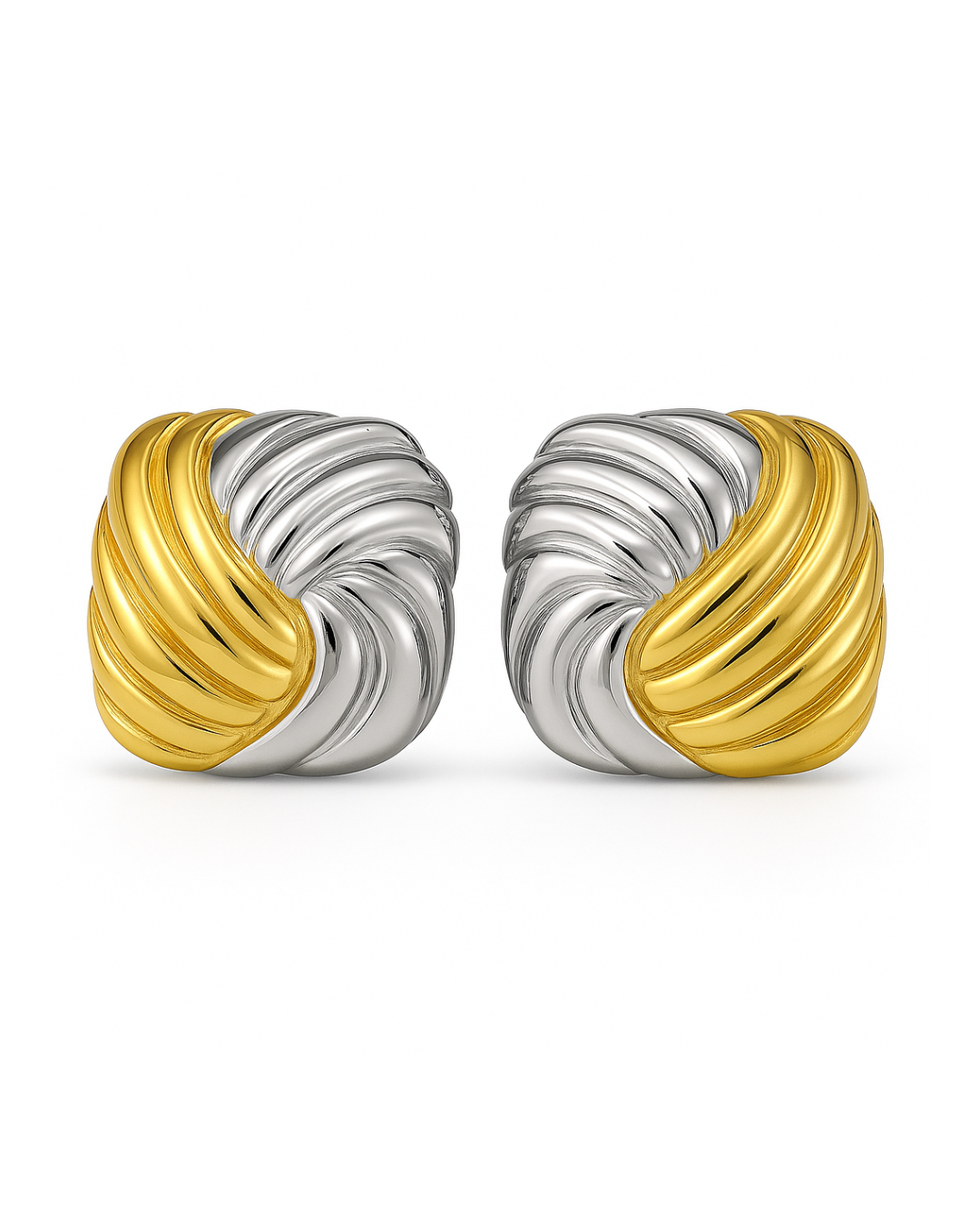Squared Duo gold & Silver Vintage Style Earrings (Stainless Steel)