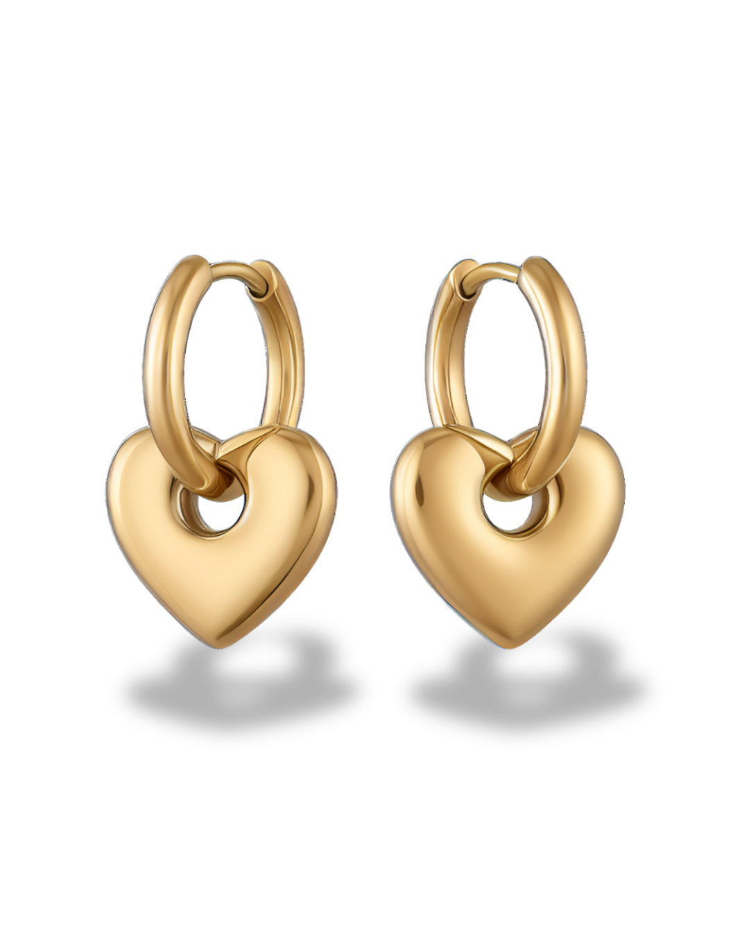 Silver Heart Earrings (Stainless Steel, 18K Gold)