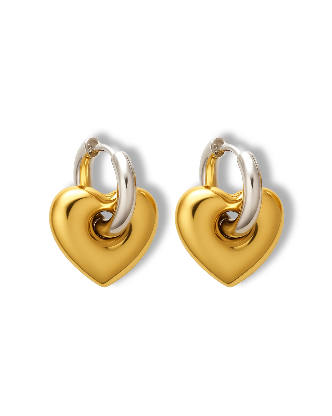 Duo Gold & Silver Heart Earrings (Stainless Steel)