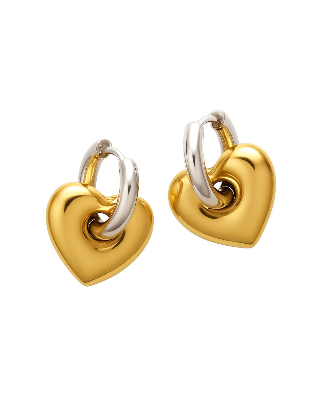 Duo Gold & Silver Heart Earrings (Stainless Steel)