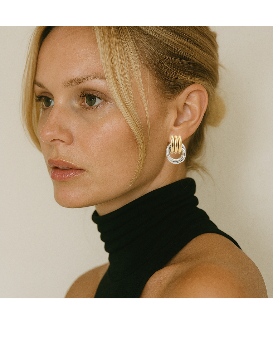 Duo Gold & Silver Knot Earrings (18k Gold Plated, Stainless Steel)