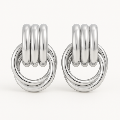 Silver Knot Earrings (18k Gold Plated, Stainless Steel)