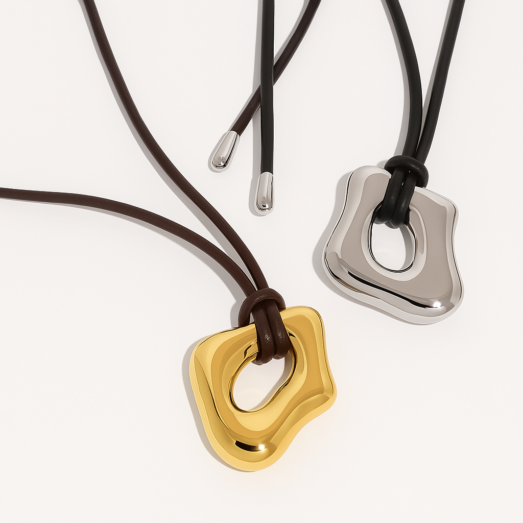 Forma Silver or Gold Necklace (Stainless Steel & Suede Cord)