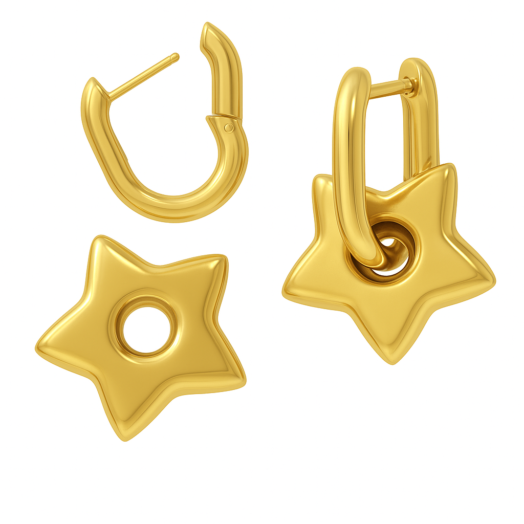 Duo Gold & Silver Starry Earrings (Stainless Steel)