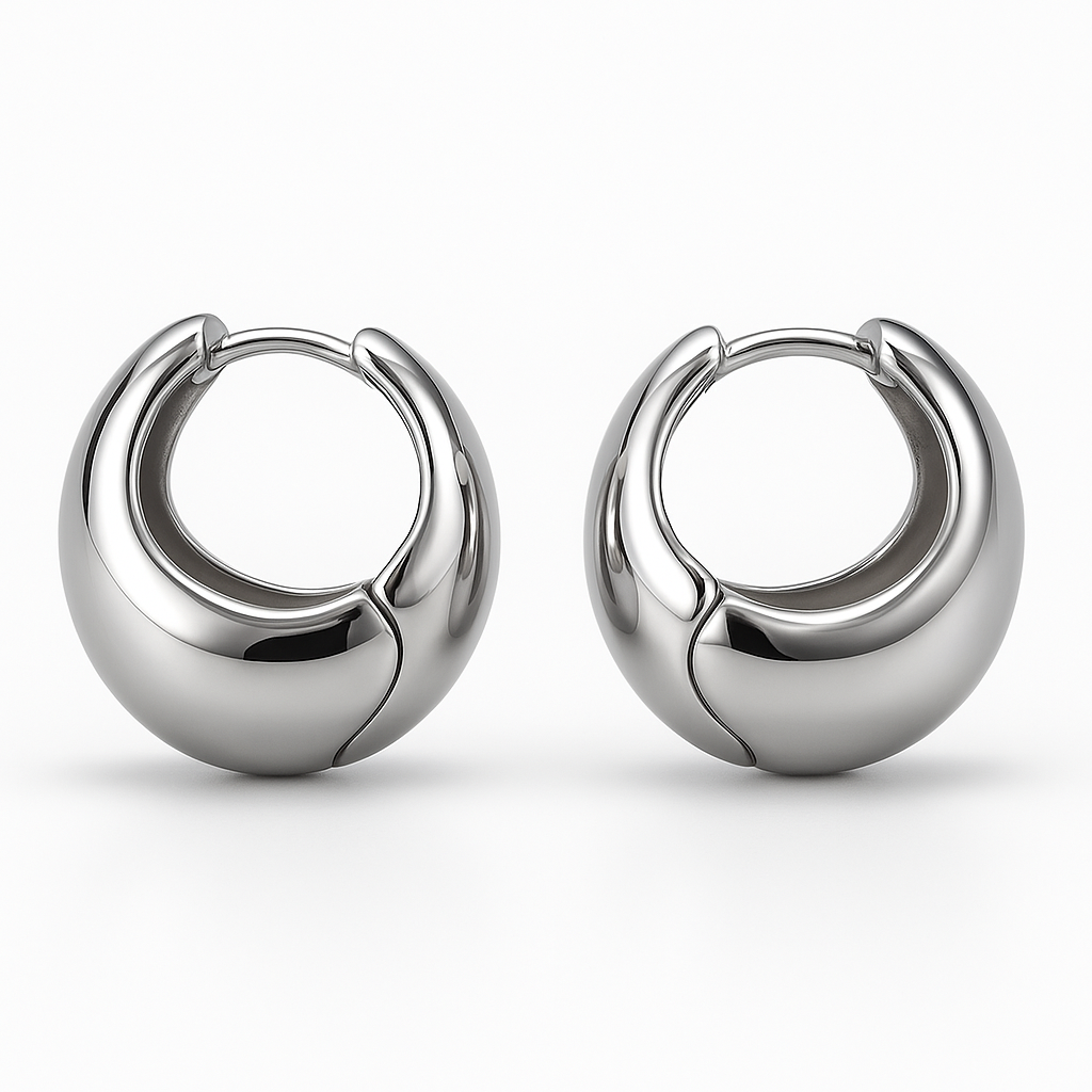 Oval Gold Hoop Earrings (18k Gold Plated, Stainless Steel)