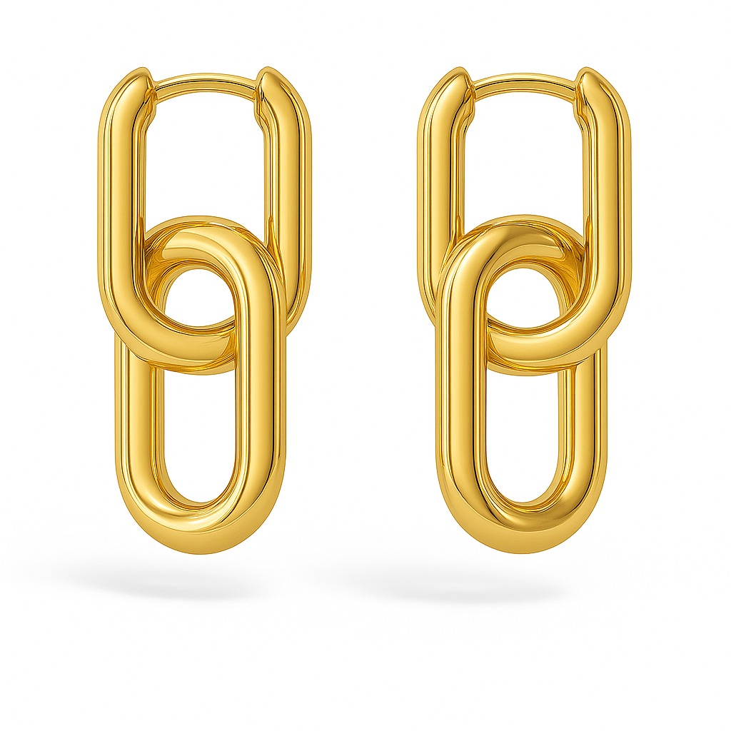 Clip Gold Earrings (18K Gold Plated, Stainless Steel)