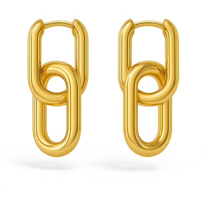 Clip Gold Earrings (18K Gold Plated, Stainless Steel)