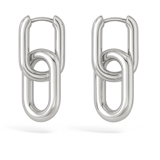 Clip Silver Earrings (18K Gold Plated, Stainless Steel)