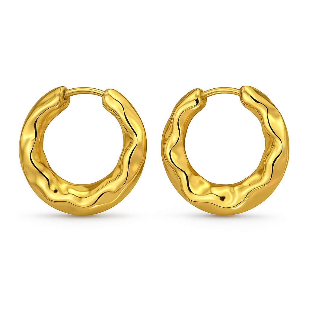 Gold Textured Small Hoops (925 Sterling Silver)