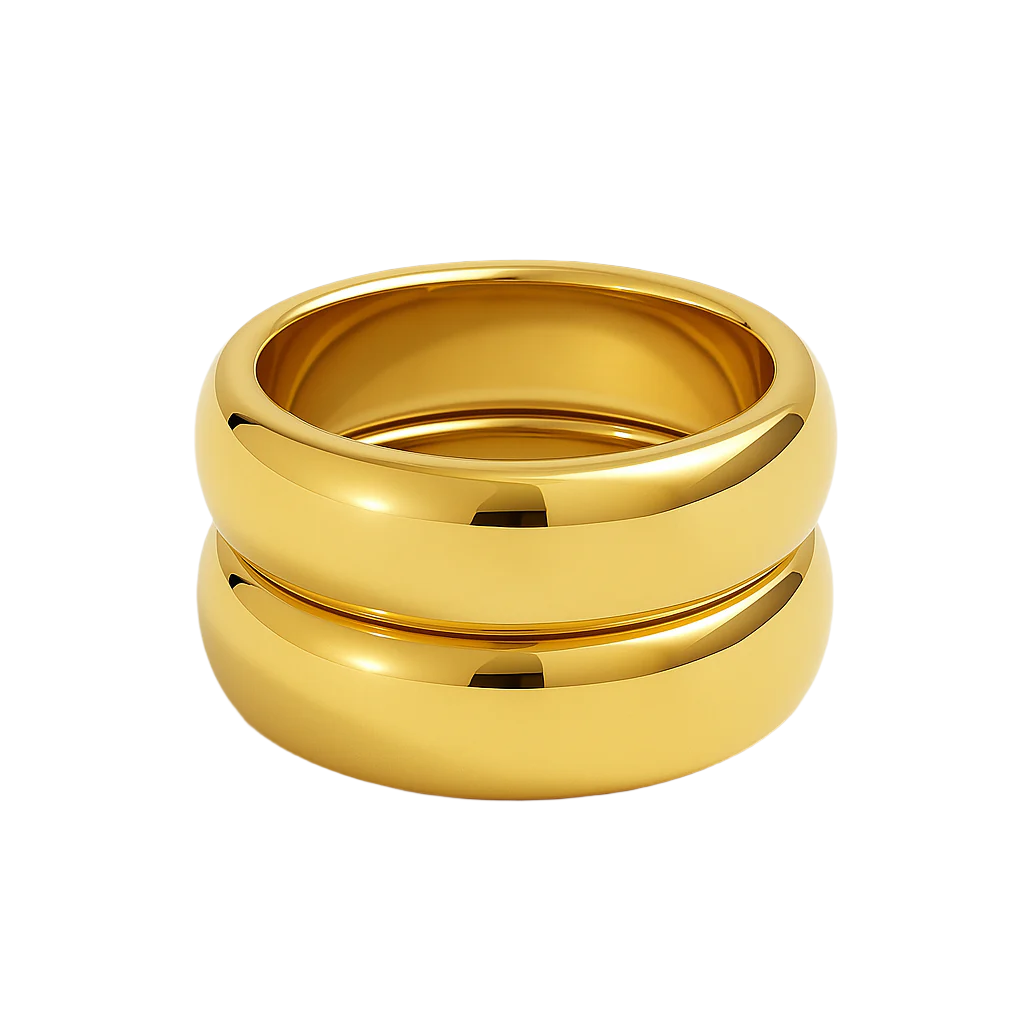 Double Trouble Ring Gold (18K Gold Plated, Stainless Steel)